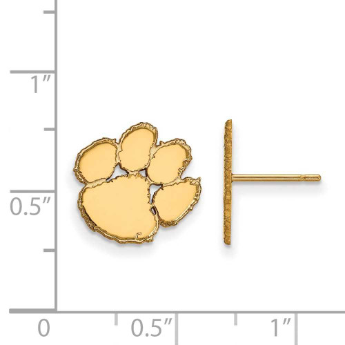 Image of 10K Yellow Gold Clemson University Small Post Earrings by LogoArt