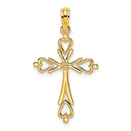 Image of 10K Yellow Gold Cross Cut-Out w/ Heart Ends Pendant