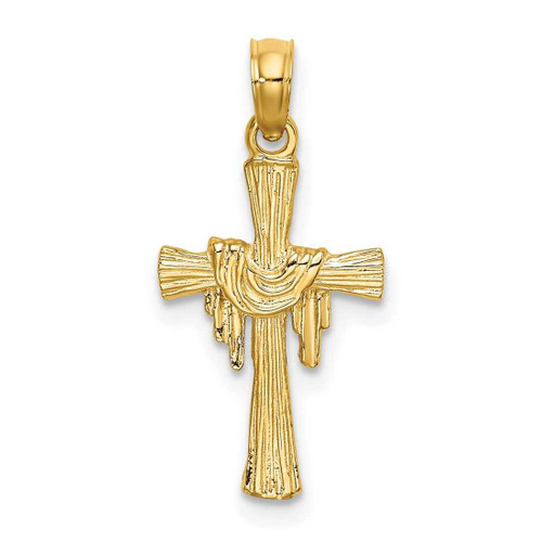 Image of 10K Yellow Gold Cross w/ Drape Pendant