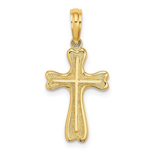 Image of 10k Yellow Gold Cross w/ Textured Heart Edges Design Pendant