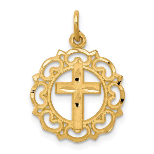 Image of 10K Yellow Gold Cutout Cross In Frame Charm