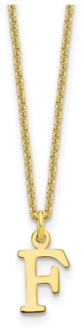 10K Yellow Gold Cutout Letter F Initial Necklace