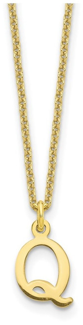 10K Yellow Gold Cutout Letter Q Initial Necklace