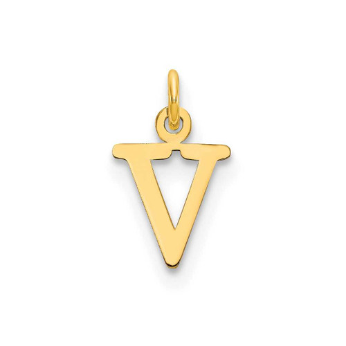 Image of 10K Yellow Gold Cutout Letter V Initial Charm