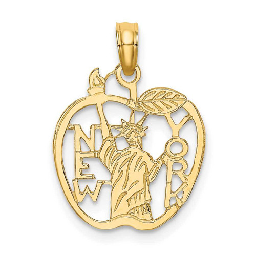 Image of 10K Yellow Gold Cut-out NEW YORK w/Statue of Liberty in Apple Pendant