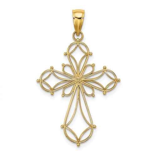 Image of 10K Yellow Gold Cut-Out Shapes Fancy Cross Pendant