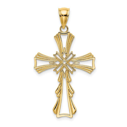Image of 10K Yellow Gold Cut-Out w/ Teardrop Sides Cross Pendant