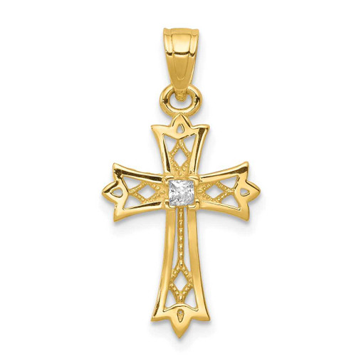 Image of 10k Yellow Gold CZ Cross Pendant 10C1318