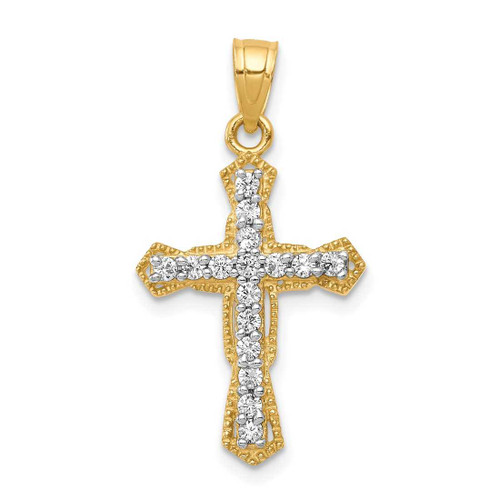 Image of 10k Yellow Gold CZ Cross Pendant 10C1319