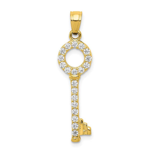 Image of 10k Yellow Gold CZ Key Pendant 10C906