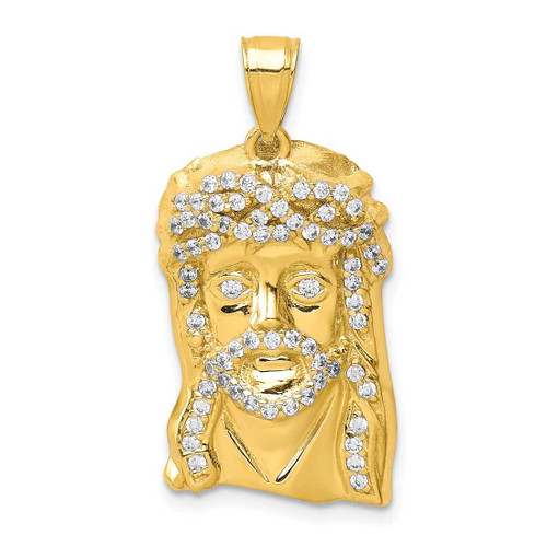 Image of 10k Yellow Gold CZ Micropave Jesus Face Pendant