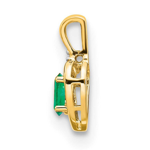 Image of 10k Yellow Gold Diamond & Emerald Pendant