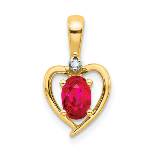 Image of 10k Yellow Gold Diamond & Ruby Pendant