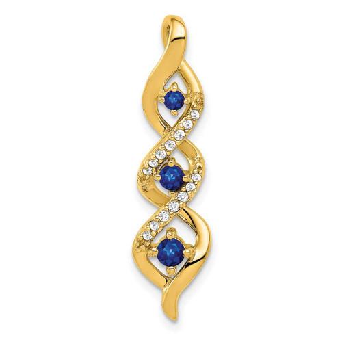 Image of 10K Yellow Gold Diamond and .26ctw Sapphire 3-stone Twisted Chain Slide Pendant