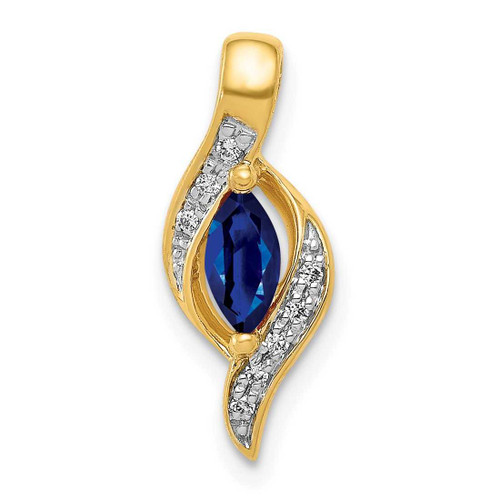 Image of 10k Yellow Gold Diamond and Marquise .29ctw Sapphire Pendant