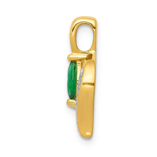 Image of 10K Yellow Gold Diamond and Marquise Emerald Pendant