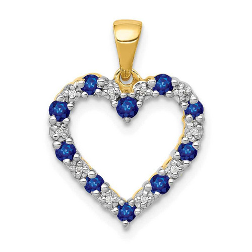 Image of 10k Yellow Gold Diamond and Sapphire Heart Pendant