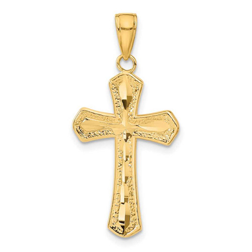 Image of 10K Yellow Gold Diamond-cut Beveled Edges Cross Pendant