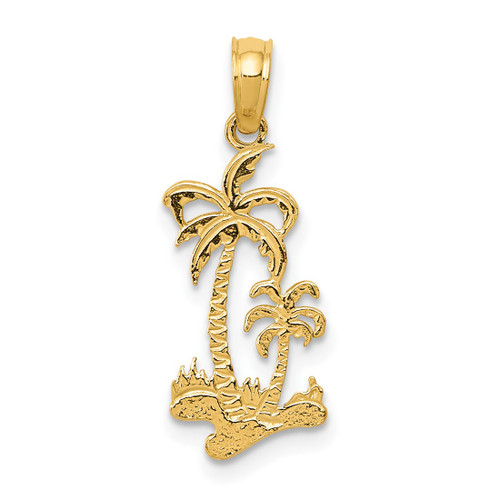 10k Yellow Gold Double Palm Trees Pendant