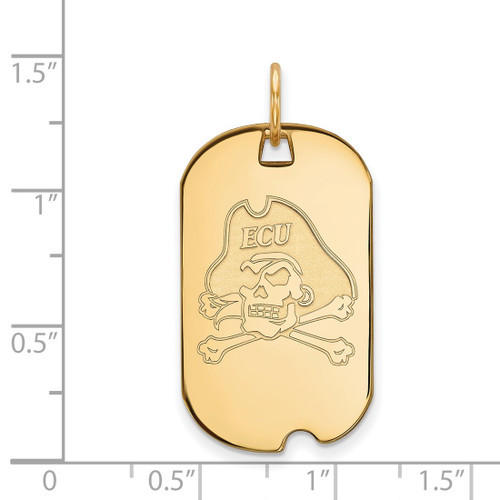 10K Yellow Gold East Carolina University Small Dog Tag by LogoArt