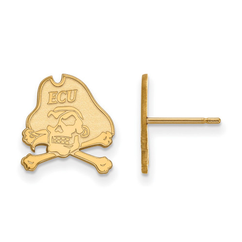 10K Yellow Gold East Carolina University Small Post Earrings by LogoArt 1Y009ECU