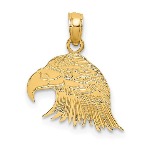 Image of 10K Yellow Gold Engraved Flat Eagle Head Pendant