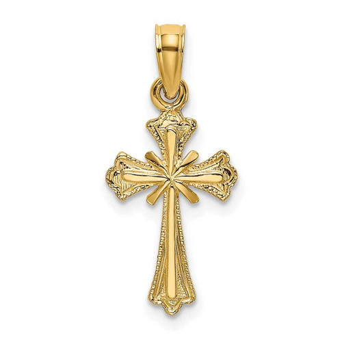 Image of 10K Yellow Gold Engraved Small Cross w/ X Center Pendant