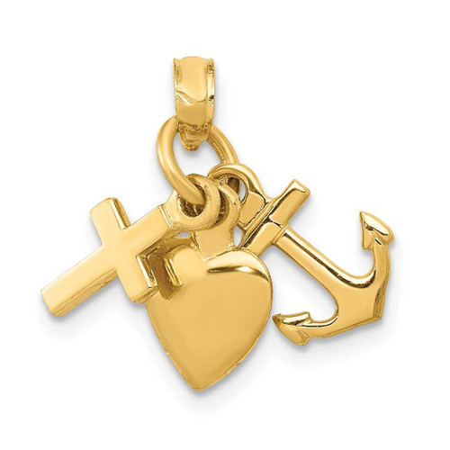 Image of 10k Yellow Gold Faith, Hope & Charity Pendant