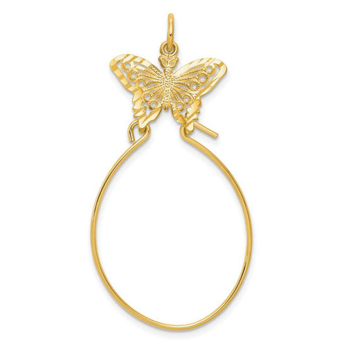 Image of 10k Yellow Gold Filigree Butterfly Charm Holder Pendant