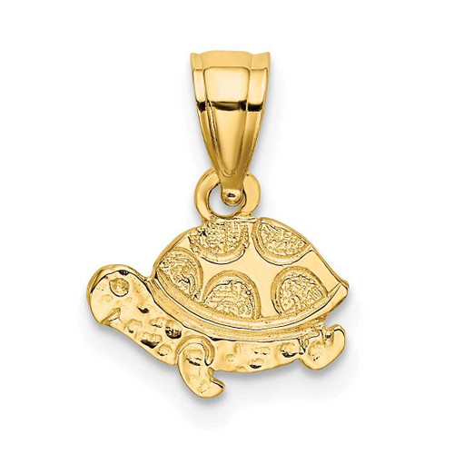 Image of 10K Yellow Gold Flat and Engraved Mini Turtle Pendant
