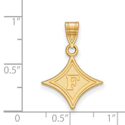 Image of 10K Yellow Gold Furman University Medium Pendant by LogoArt (1Y003FUU)