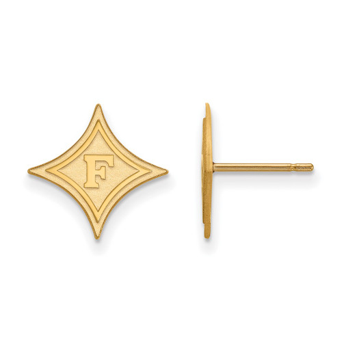10K Yellow Gold Furman University Small Post Earrings by LogoArt