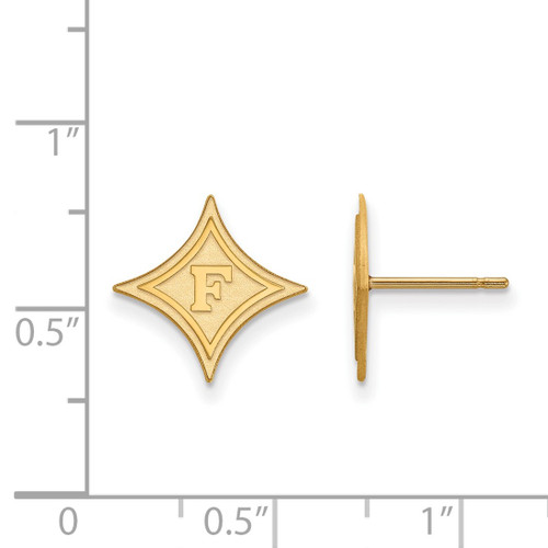 10K Yellow Gold Furman University Small Post Earrings by LogoArt