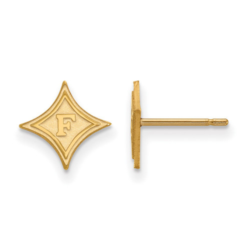 10K Yellow Gold Furman University X-Small Post Earrings by LogoArt (1Y007FUU)