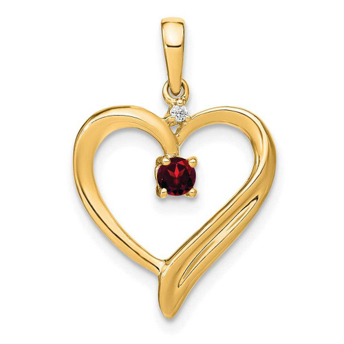 Image of 10k Yellow Gold Garnet and Diamond Heart Pendant