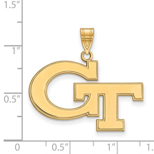 Image of 10K Yellow Gold Georgia Institute of Technology Large Pendant by LogoArt 1Y004GT