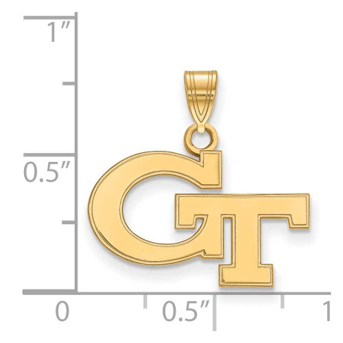 Image of 10K Yellow Gold Georgia Institute of Technology Small Pendant by LogoArt 1Y002GT