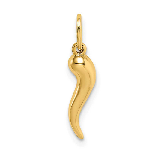 Image of 10K Yellow Gold Hollow Italian Horn Pendant 10K6390