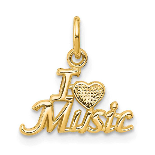 Image of 10K Yellow Gold I Love Music Phrase Charm