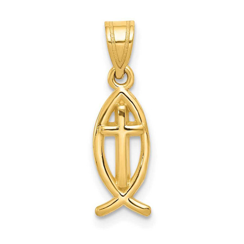 Image of 10K Yellow Gold Ichthus Fish Pendant 10XR425