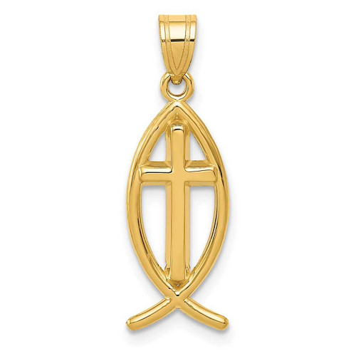Image of 10K Yellow Gold Ichthus Fish Pendant 10XR455