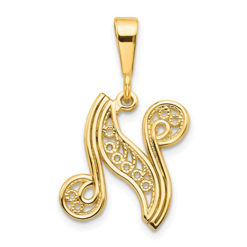 Image of 10K Yellow Gold Initial N Pendant 10C242/N