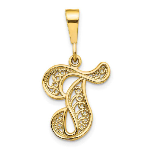 Image of 10K Yellow Gold Initial T Pendant 10C242/T