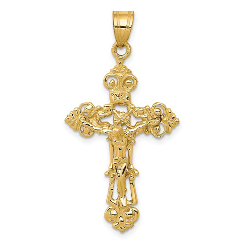 Image of 10K Yellow Gold INRI Fleur De Lis Crucifix Pendant 10ZC248