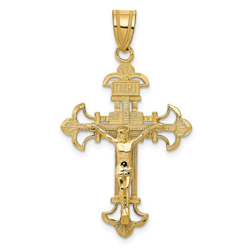 Image of 10K Yellow Gold INRI Fleur De Lis Crucifix Pendant 10ZC253