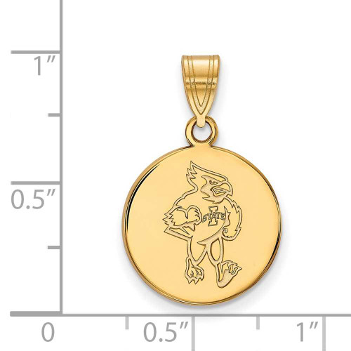 Image of 10K Yellow Gold Iowa State University Medium Disc Pendant by LogoArt (1Y037IAS)