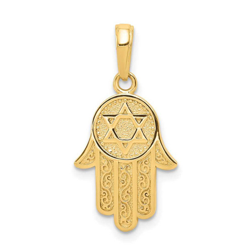 Image of 10k Yellow Gold Jewish Hand of God w/ Star of David Pendant