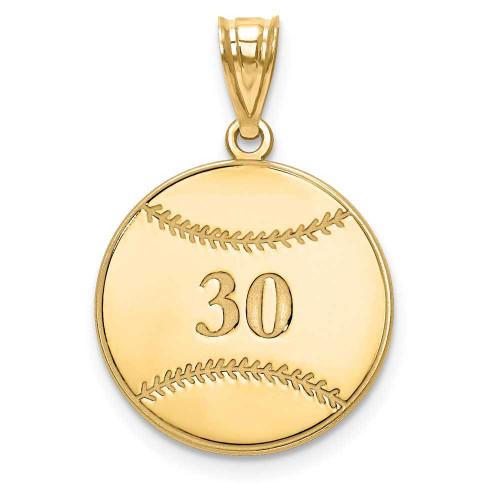 Image of 10k Yellow Gold Lasered Baseball Number And Name Pendant