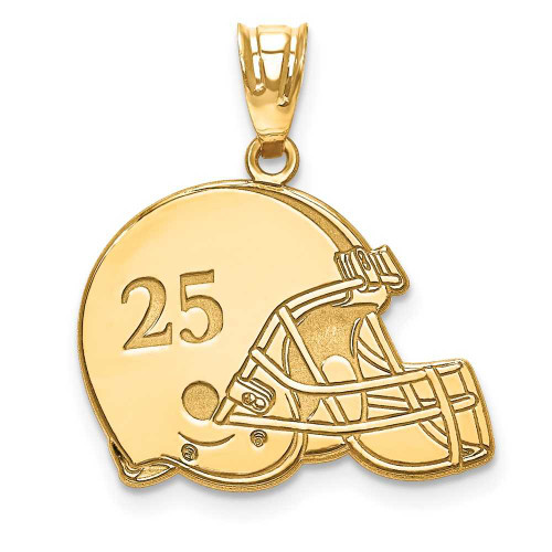 Image of 10k Yellow Gold Lasered Football Helmet Number And Name Pendant