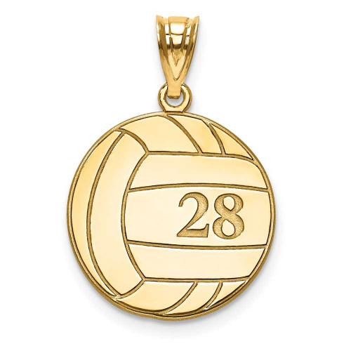 Image of 10k Yellow Gold Lasered Volleyball Number And Name Pendant